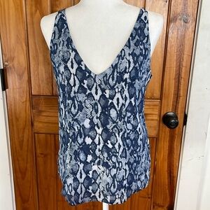 Lavender Brown Blue White Snake V Neck Silk Rayon Medium Lined Tank Top